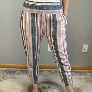 Xirena Womens Pull On Crop Paige Pants Size L Multi-color Stripe Cotton